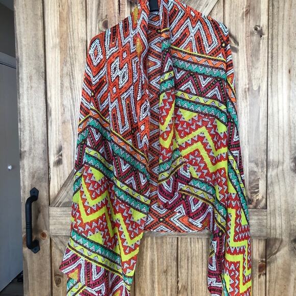 Genovega Kimono Multicolor Lightweight Coverup Wrap Shawl Tribal Boho Dopamine - Picture 8 of 8
